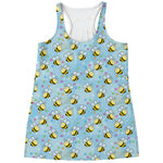 Cute Cartoon Bee Pattern Print Women's Racerback Tank Top