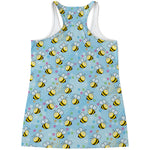 Cute Cartoon Bee Pattern Print Women's Racerback Tank Top