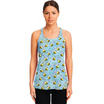 Cute Cartoon Bee Pattern Print Women's Racerback Tank Top