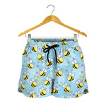 Cute Cartoon Bee Pattern Print Women's Shorts