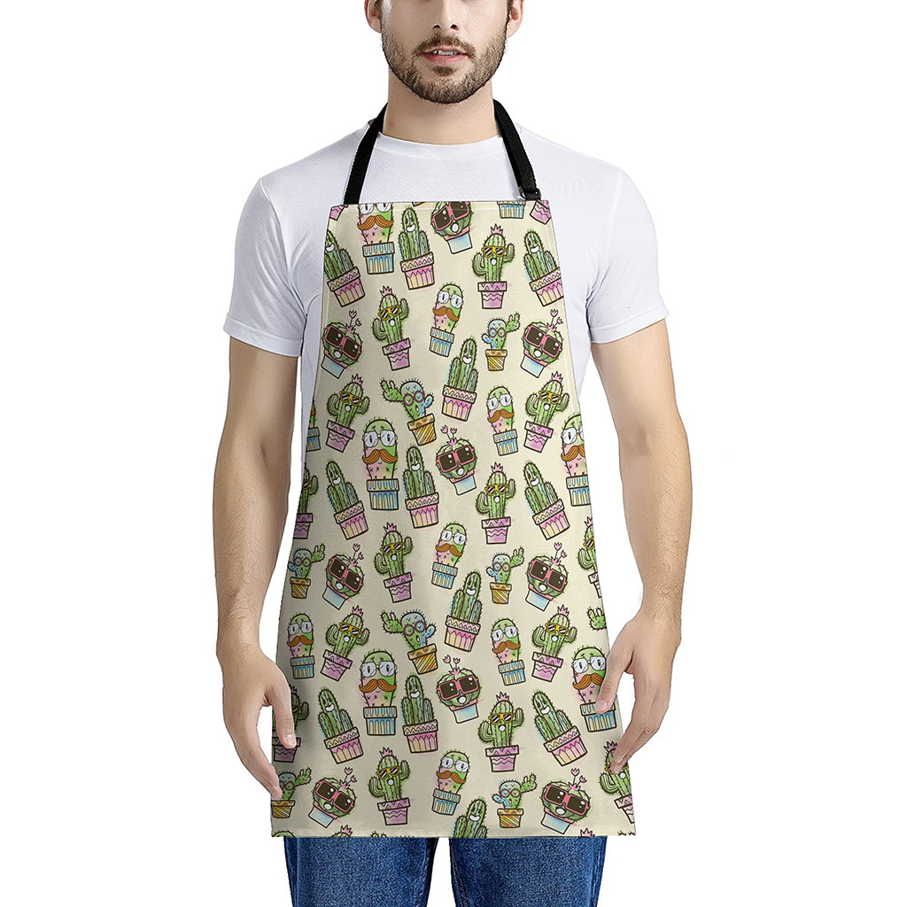 Cute Cartoon Cactus Pattern Print Apron