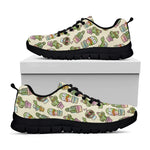 Cute Cartoon Cactus Pattern Print Black Sneakers