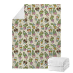Cute Cartoon Cactus Pattern Print Blanket