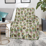 Cute Cartoon Cactus Pattern Print Blanket