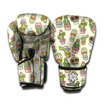 Cute Cartoon Cactus Pattern Print Boxing Gloves