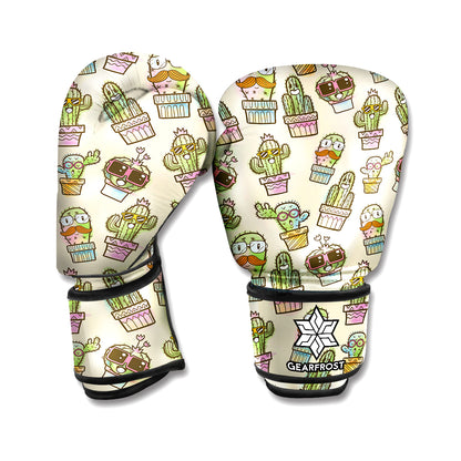 Cute Cartoon Cactus Pattern Print Boxing Gloves