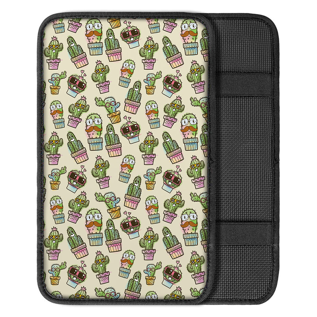Cute Cartoon Cactus Pattern Print Car Center Console Cover