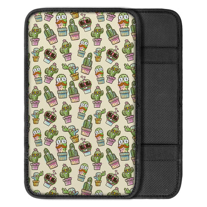 Cute Cartoon Cactus Pattern Print Car Center Console Cover