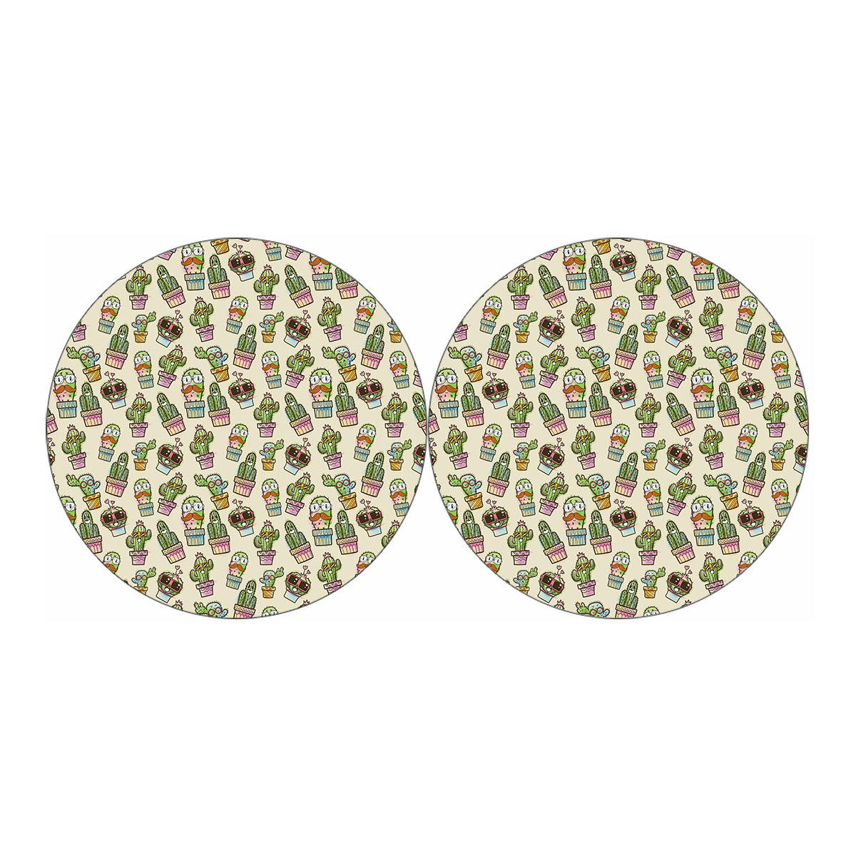 Cute Cartoon Cactus Pattern Print Car Coasters