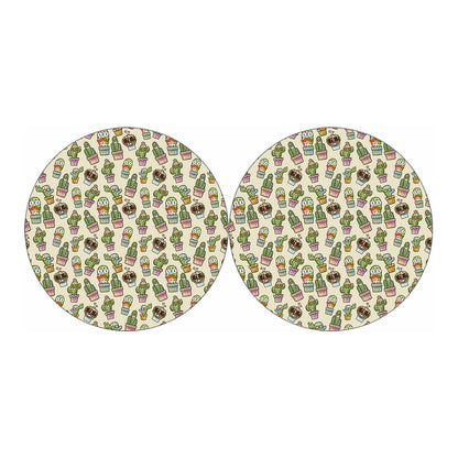 Cute Cartoon Cactus Pattern Print Car Coasters