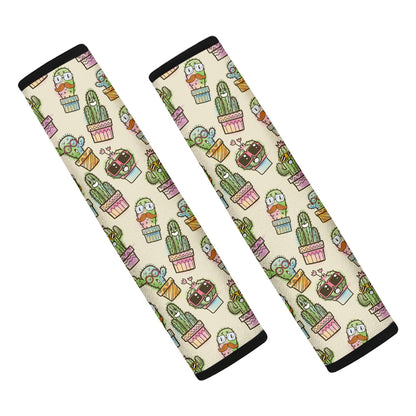 Cute Cartoon Cactus Pattern Print Car Seat Belt Covers