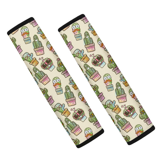 Cute Cartoon Cactus Pattern Print Car Seat Belt Covers