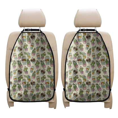 Cute Cartoon Cactus Pattern Print Car Seat Organizers