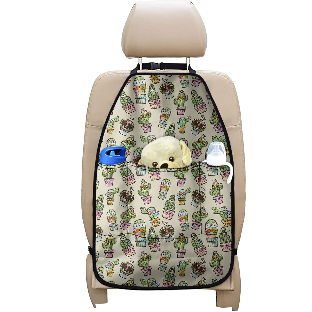 Cute Cartoon Cactus Pattern Print Car Seat Organizers