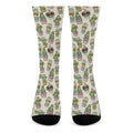 Cute Cartoon Cactus Pattern Print Crew Socks