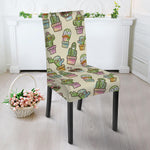 Cute Cartoon Cactus Pattern Print Dining Chair Slipcover