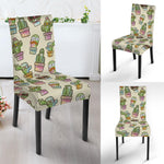 Cute Cartoon Cactus Pattern Print Dining Chair Slipcover