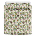 Cute Cartoon Cactus Pattern Print Duvet Cover Bedding Set