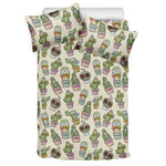 Cute Cartoon Cactus Pattern Print Duvet Cover Bedding Set