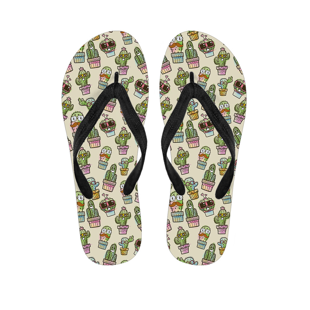 Cute Cartoon Cactus Pattern Print Flip Flops