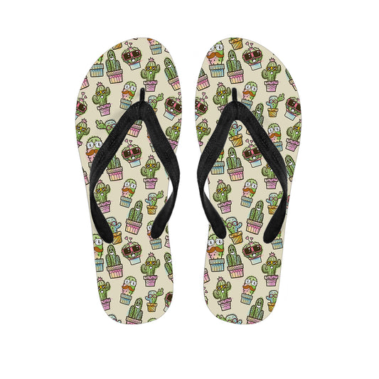 Cute Cartoon Cactus Pattern Print Flip Flops
