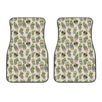 Cute Cartoon Cactus Pattern Print Front Car Floor Mats