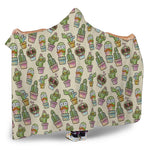 Cute Cartoon Cactus Pattern Print Hooded Blanket