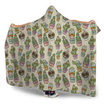 Cute Cartoon Cactus Pattern Print Hooded Blanket