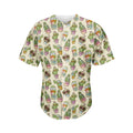 Cute Cartoon Cactus Pattern Print Men's Baseball Jersey