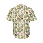 Cute Cartoon Cactus Pattern Print Men's Baseball Jersey