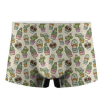 Cute Cartoon Cactus Pattern Print Men's Boxer Briefs