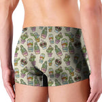 Cute Cartoon Cactus Pattern Print Men's Boxer Briefs