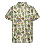 Cute Cartoon Cactus Pattern Print Men's Short Sleeve Shirt
