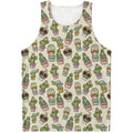 Cute Cartoon Cactus Pattern Print Men's Tank Top