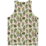 Cute Cartoon Cactus Pattern Print Men's Tank Top