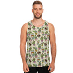 Cute Cartoon Cactus Pattern Print Men's Tank Top