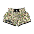 Cute Cartoon Cactus Pattern Print Muay Thai Boxing Shorts