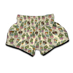 Cute Cartoon Cactus Pattern Print Muay Thai Boxing Shorts