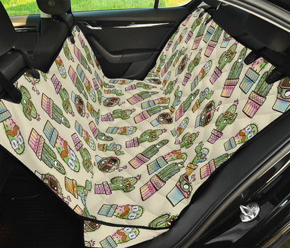 Cute Cartoon Cactus Pattern Print Pet Car Back Seat Cover