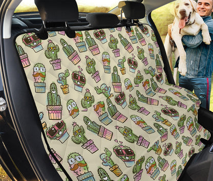 Cute Cartoon Cactus Pattern Print Pet Car Back Seat Cover