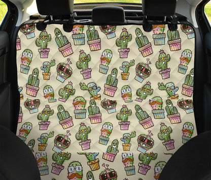Cute Cartoon Cactus Pattern Print Pet Car Back Seat Cover