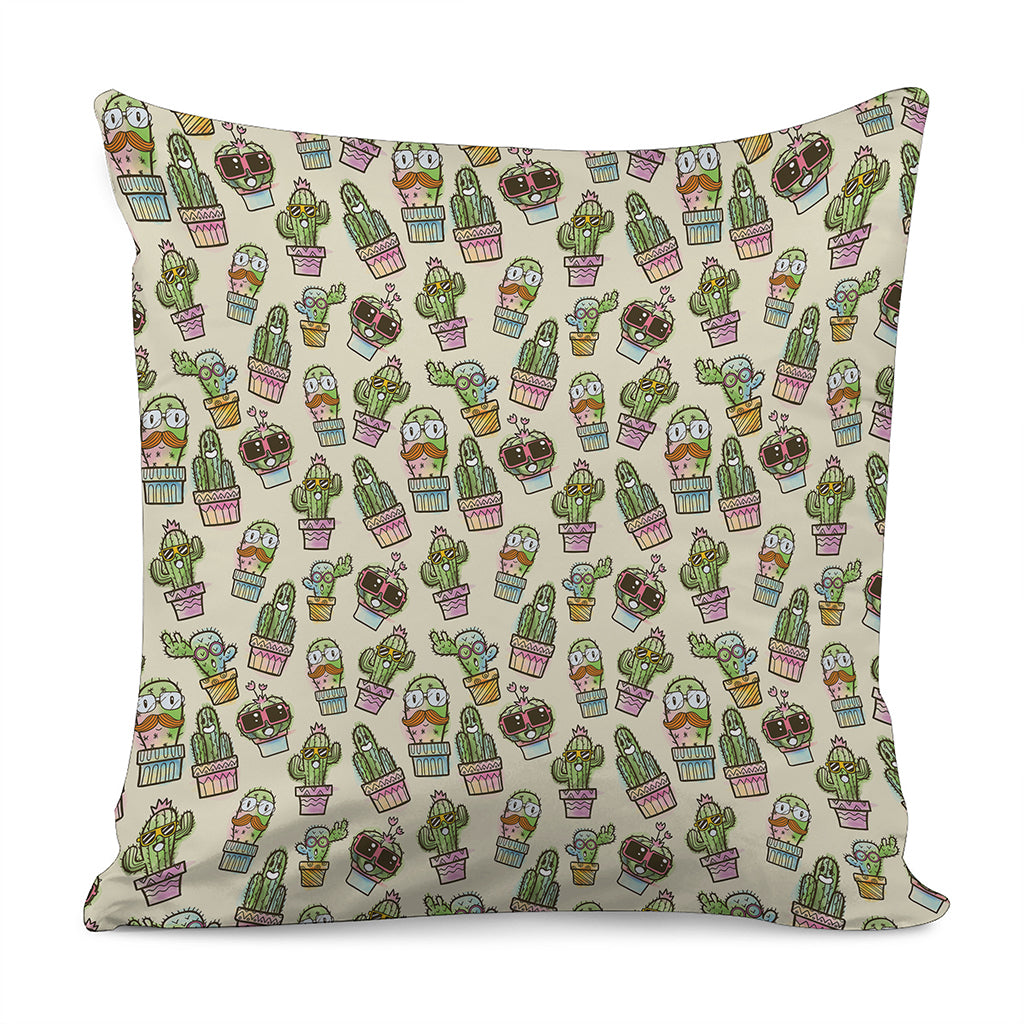 Cute Cartoon Cactus Pattern Print Pillow Cover