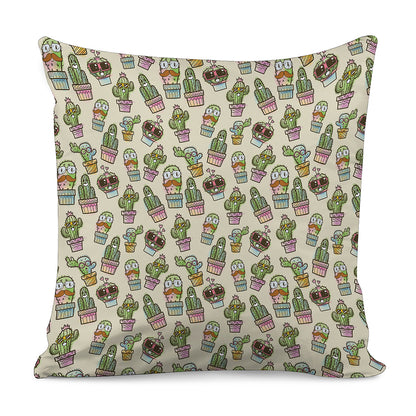 Cute Cartoon Cactus Pattern Print Pillow Cover