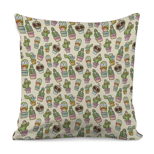 Cute Cartoon Cactus Pattern Print Pillow Cover