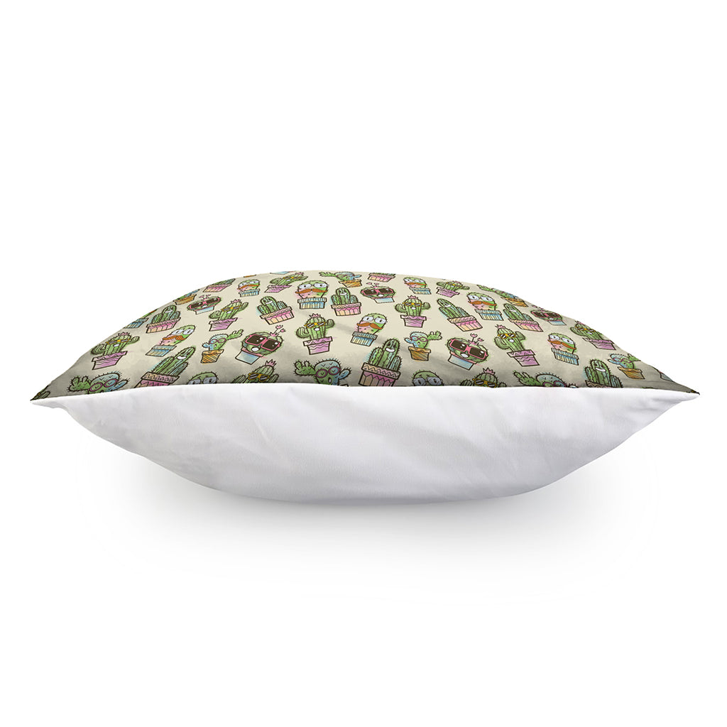 Cute Cartoon Cactus Pattern Print Pillow Cover