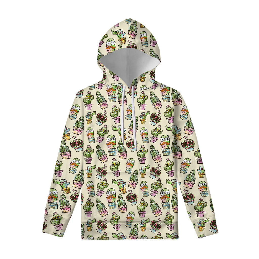 Cute Cartoon Cactus Pattern Print Pullover Hoodie
