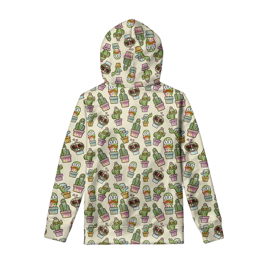 Cute Cartoon Cactus Pattern Print Pullover Hoodie