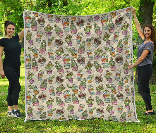 Cute Cartoon Cactus Pattern Print Quilt