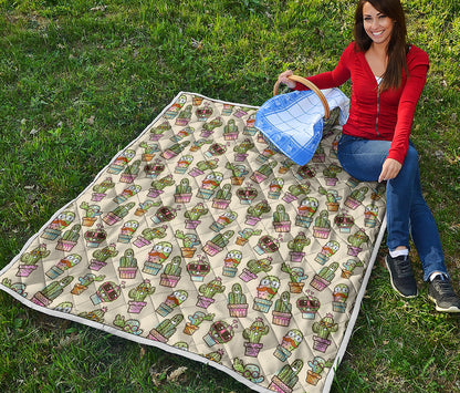 Cute Cartoon Cactus Pattern Print Quilt