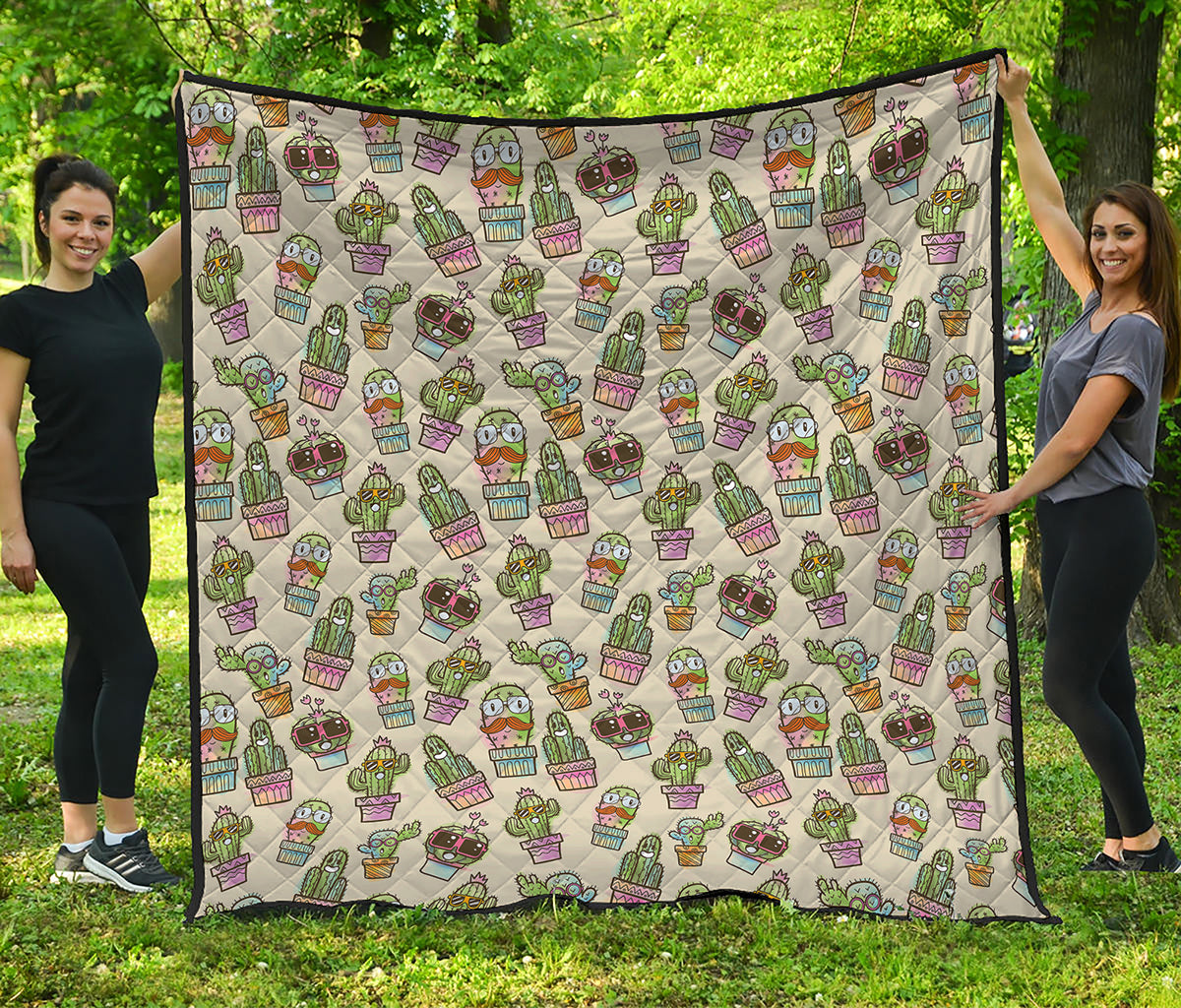 Cute Cartoon Cactus Pattern Print Quilt